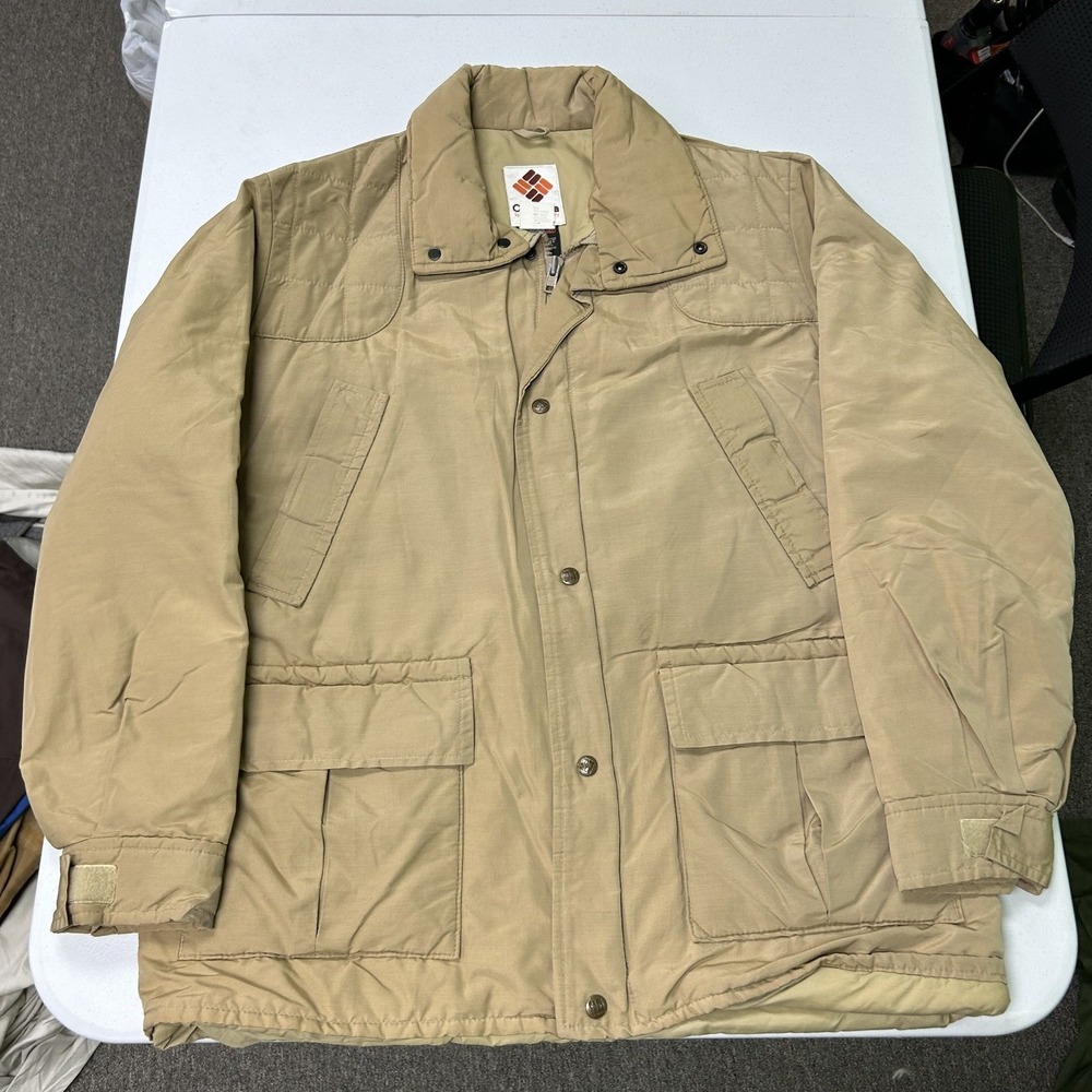 Columbia Parka Jacket Mens Large Tan Thinsulate Insulated Vintage Utility H1